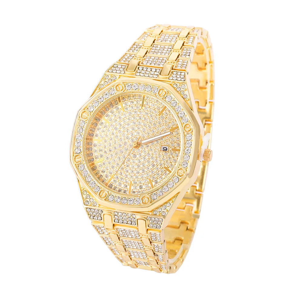 Luxury Iced Out Gold Watch for Men – Bling Bling Hip Hop Diamond Style