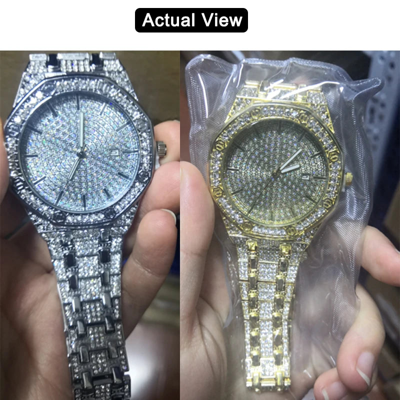 Luxury Iced Out Gold Watch for Men – Bling Bling Hip Hop Diamond Style
