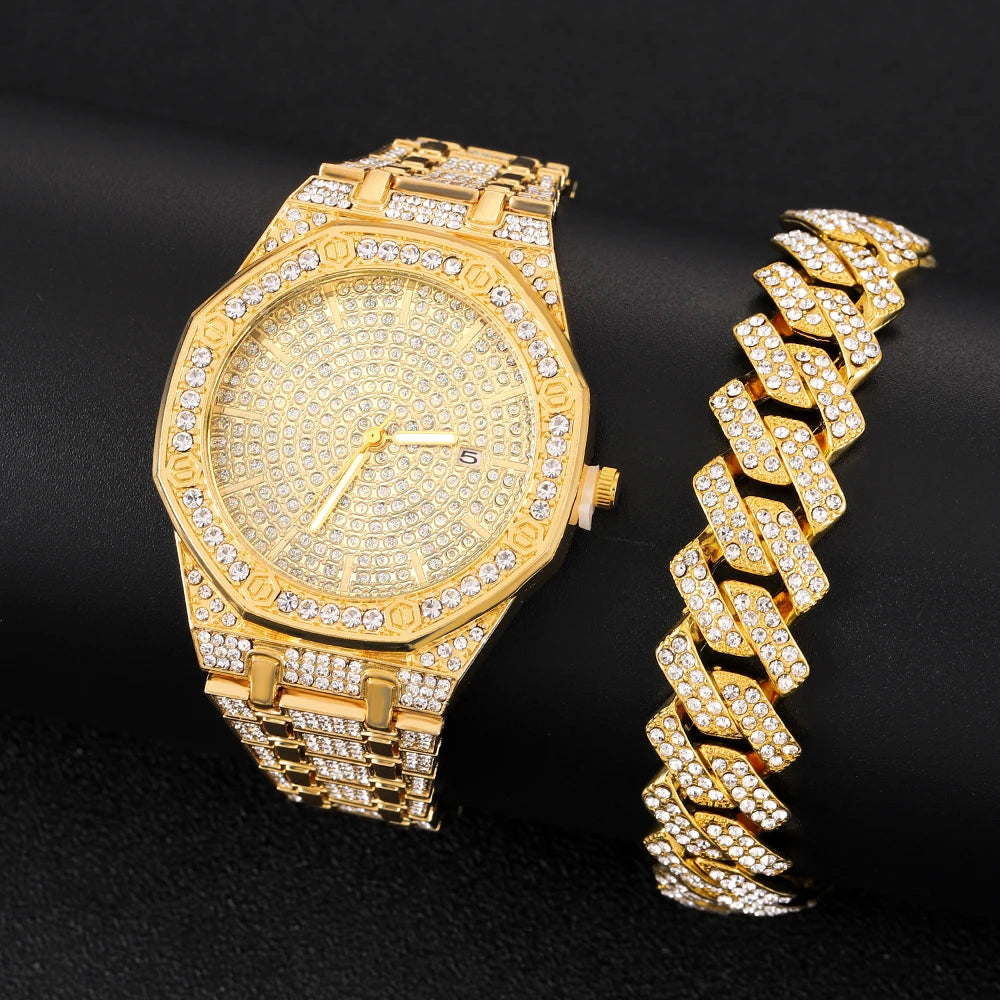 Luxury Iced Out Gold Watch for Men – Bling Bling Hip Hop Diamond Style
