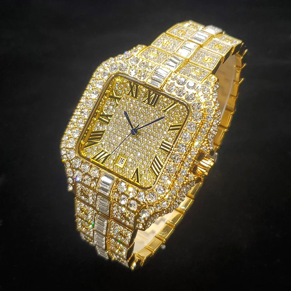 Yellow-Gold Iced Diamond Watch