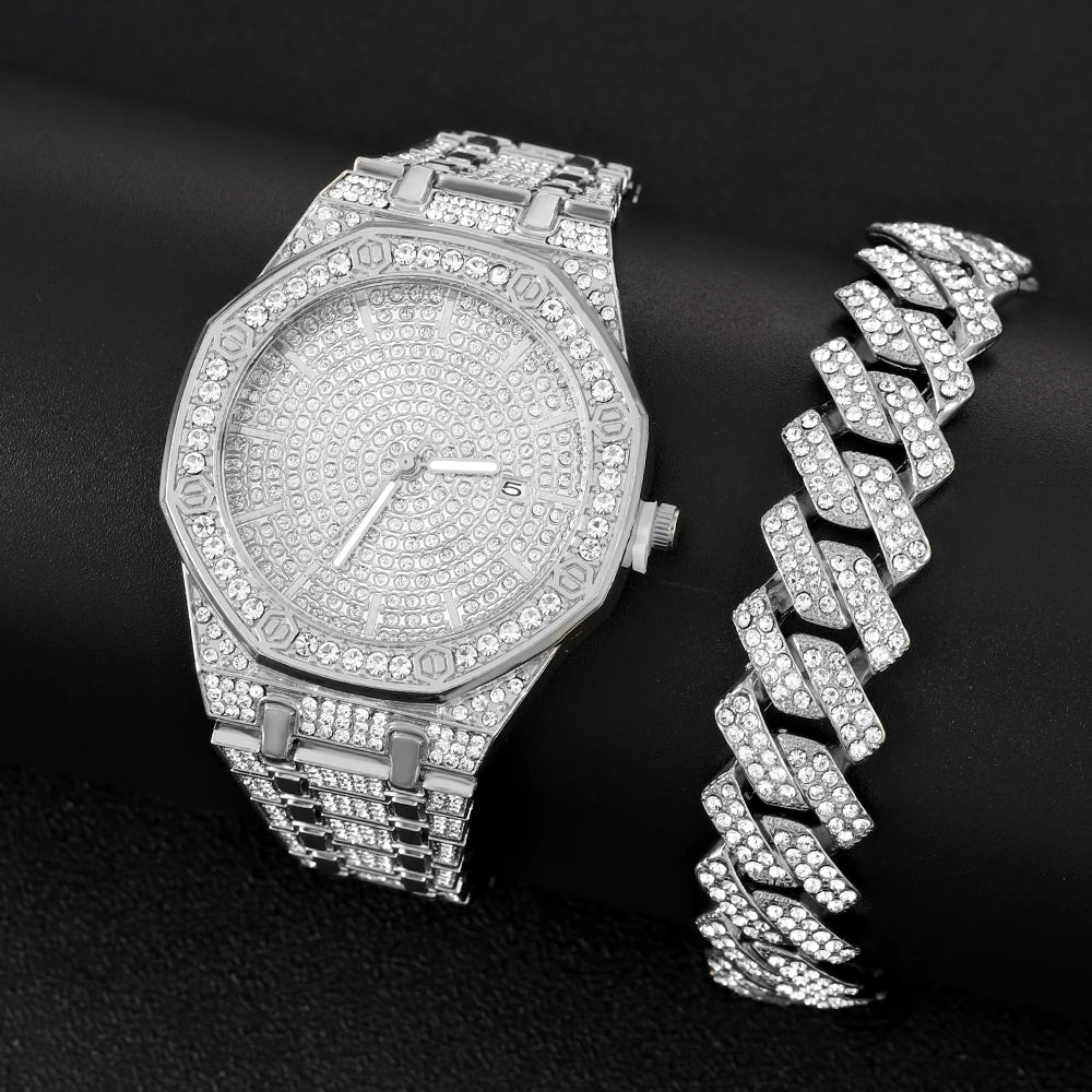 Luxury Iced Out Gold Watch for Men – Bling Bling Hip Hop Diamond Style