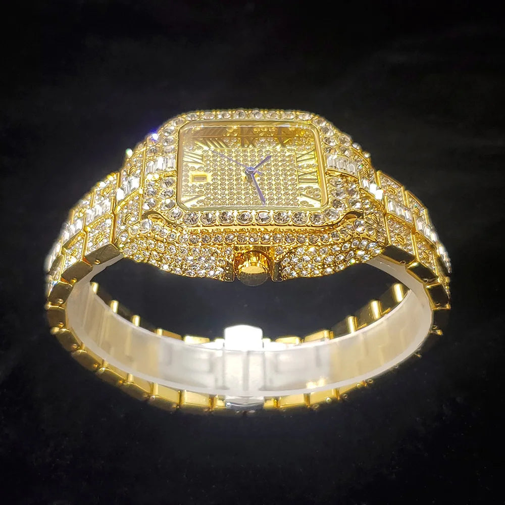 Yellow-Gold Iced Diamond Watch