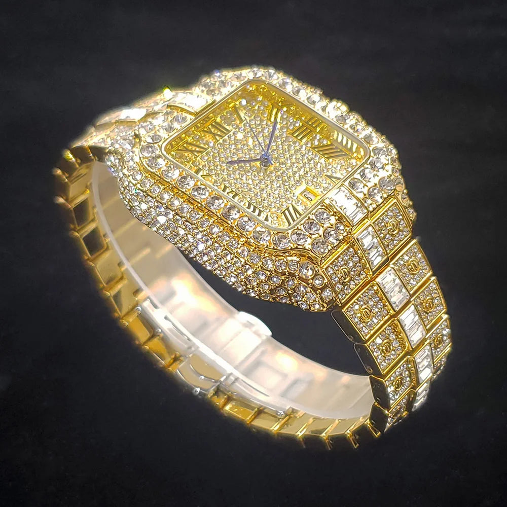 Yellow-Gold Iced Diamond Watch