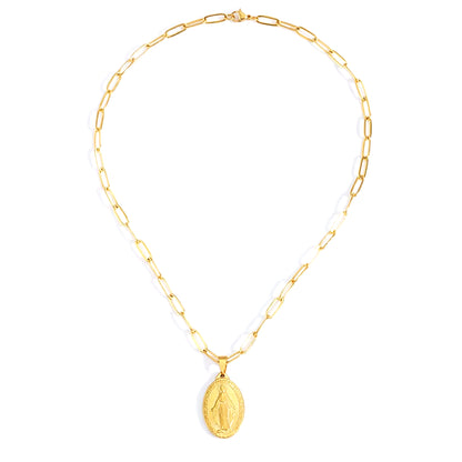 Elegant Stainless Steel Virgin Mary Necklace - Gold/Silver Choker with Medallion & Cross for Women