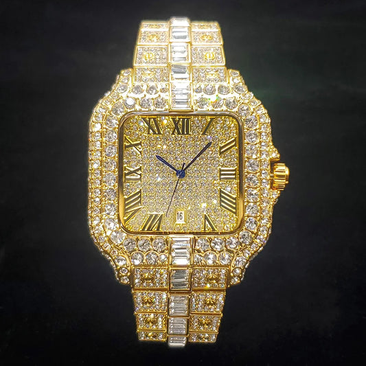 Yellow-Gold Iced Diamond Watch