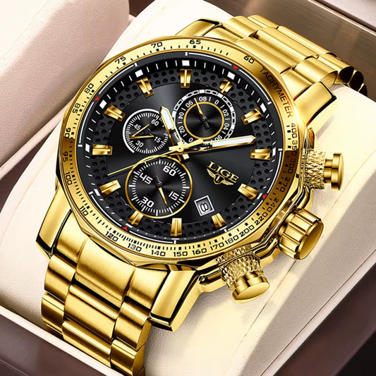 Black & Gold Chronograph Watch
